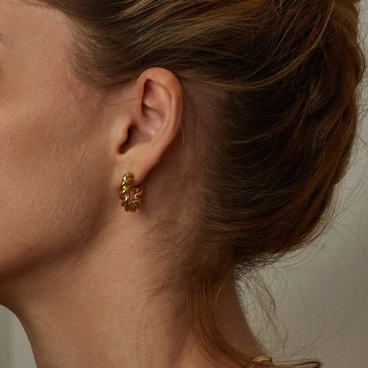Vintage Spiral Twist Hoop Earrings